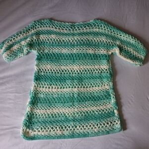 Striped Green and Cream Women's Sweater